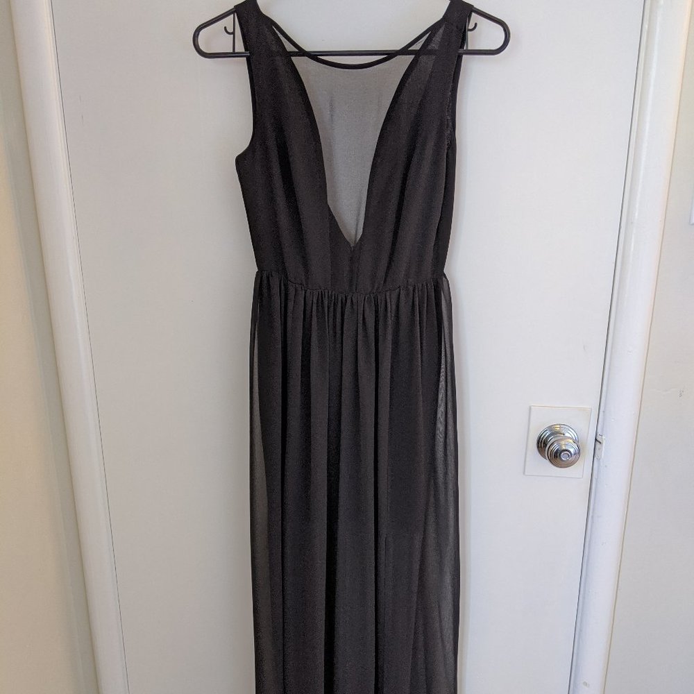 Black chiffon floor length dress